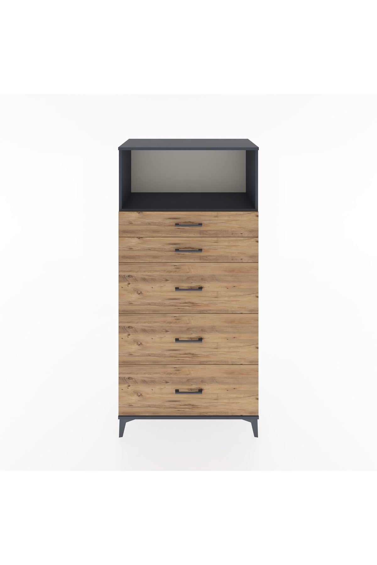 Hyperion Dolap Tek Raflı 5 Çekmeceli 88x44x182 - S57M050V6B