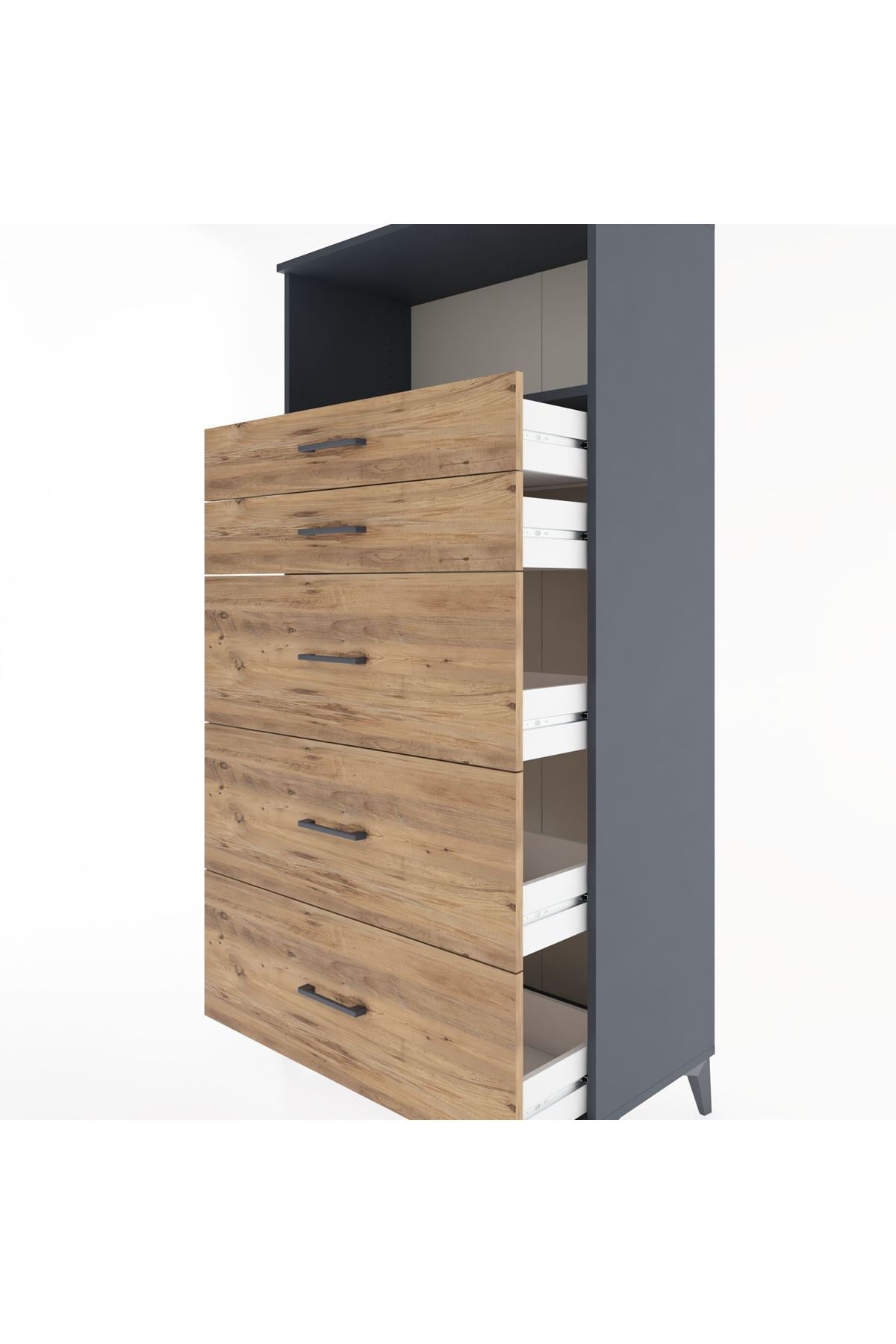 Hyperion Dolap Tek Raflı 5 Çekmeceli 88x44x182 - S57M050V6B