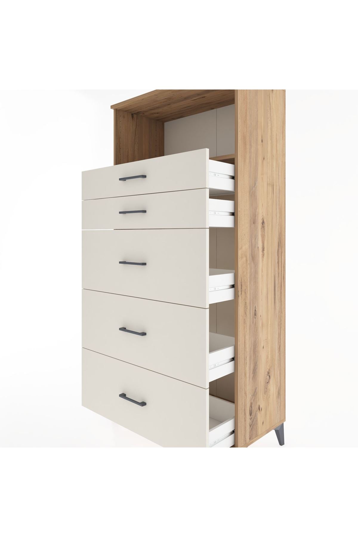 Hyperion Dolap Tek Raflı 5 Çekmeceli 88x44x182 - S57M050V7B