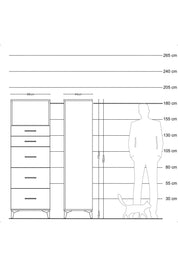 Hyperion Dolap Tek Raflı 5 Çekmeceli 88x44x182 - S57M050V7B