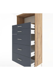 Hyperion Dolap Tek Raflı 5 Çekmeceli 88x44x182 - S57M050V8B