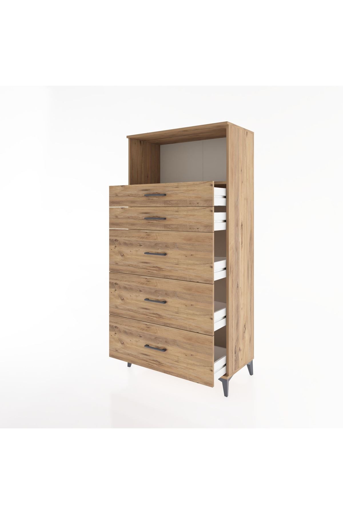 Hyperion Dolap Tek Raflı 5 Çekmeceli 88x44x182 - S57M050V9B