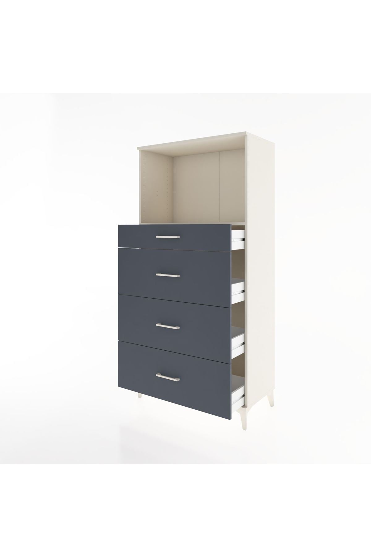 Hyperion Dolap Tek Raflı 4 Çekmeceli 88x44x182 - S57M051V2B