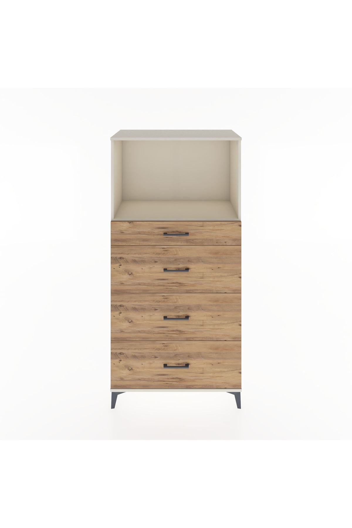 Hyperion Dolap Tek Raflı 4 Çekmeceli 88x44x182 - S57M051V3B