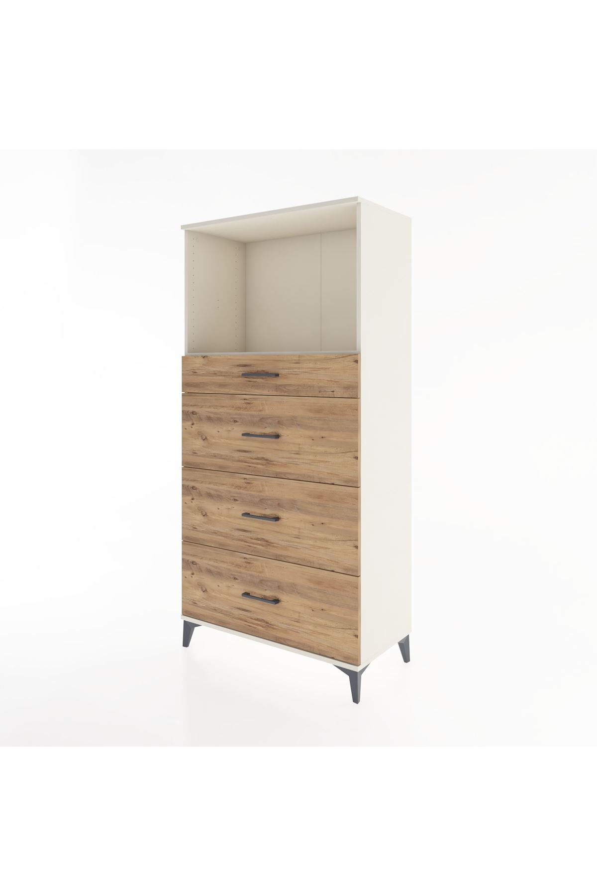 Hyperion Dolap Tek Raflı 4 Çekmeceli 88x44x182 - S57M051V3B