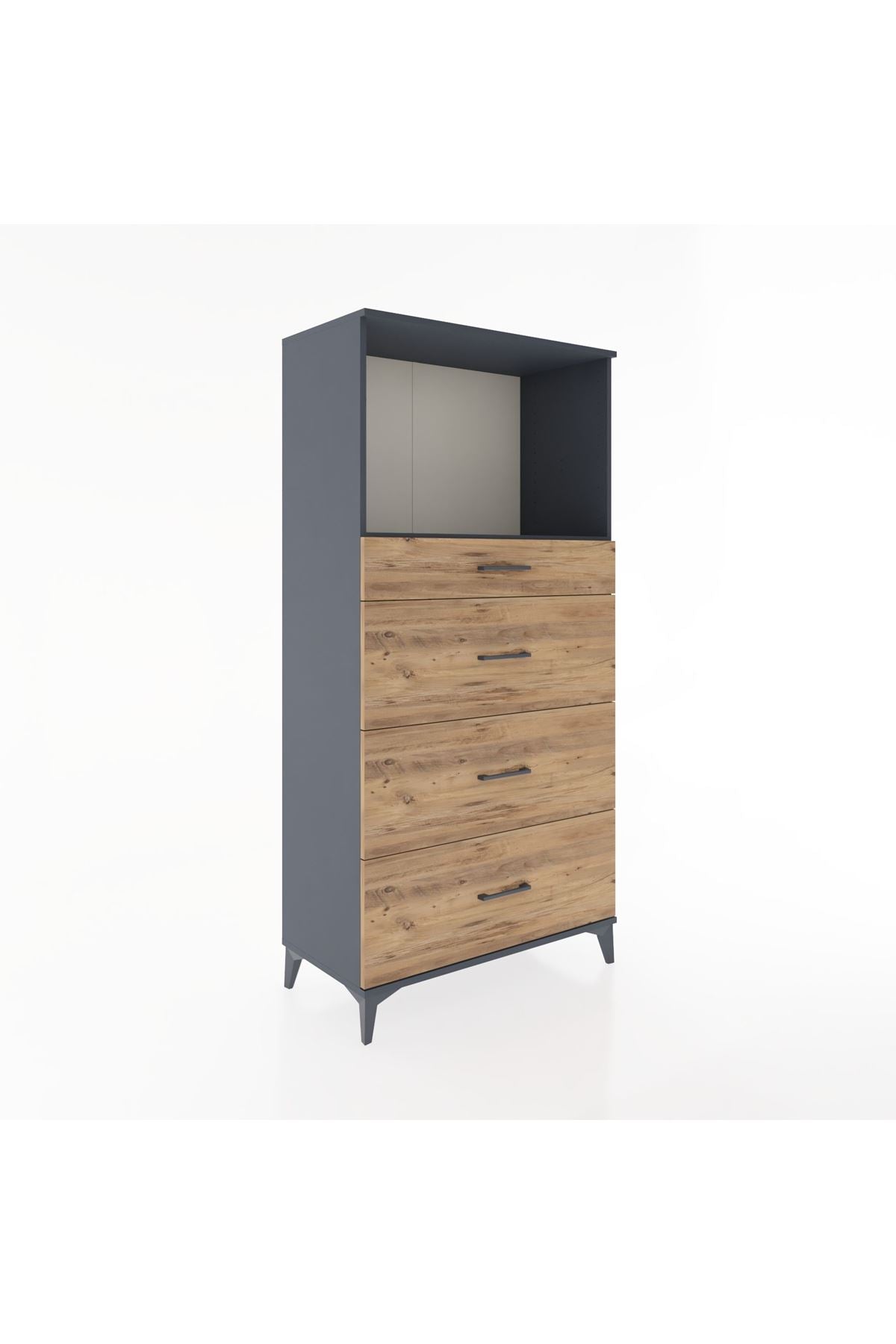 Hyperion Dolap Tek Raflı 4 Çekmeceli 88x44x182 - S57M051V6B