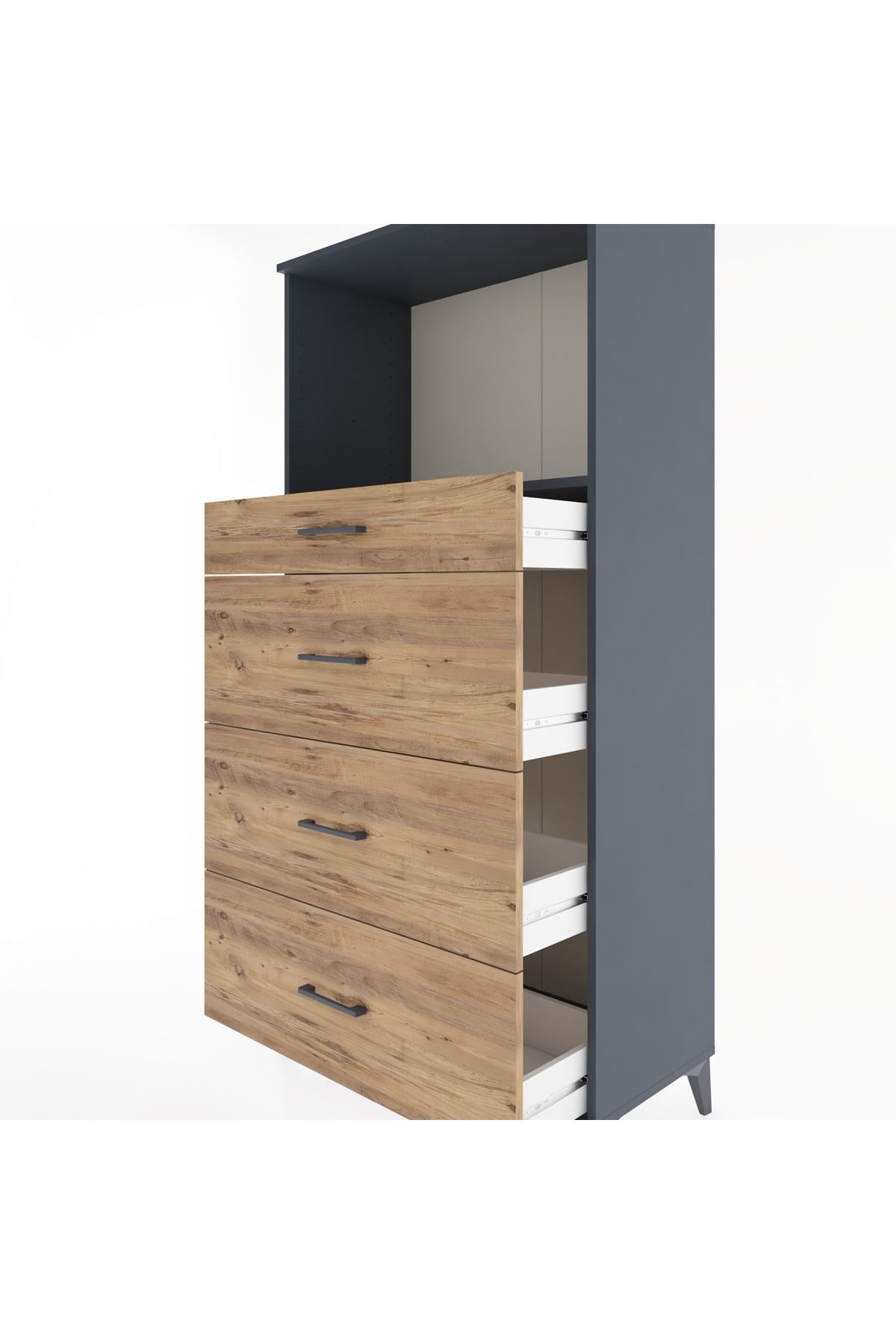 Hyperion Dolap Tek Raflı 4 Çekmeceli 88x44x182 - S57M051V6B