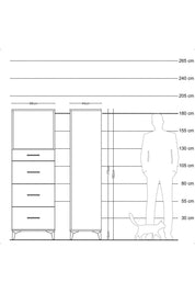 Hyperion Dolap Tek Raflı 4 Çekmeceli 88x44x182 - S57M051V7B