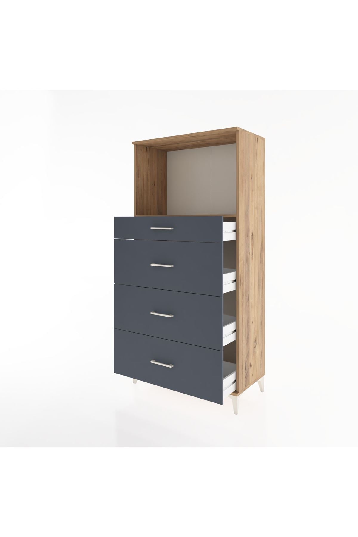 Hyperion Dolap Tek Raflı 4 Çekmeceli 88x44x182 - S57M051V8B