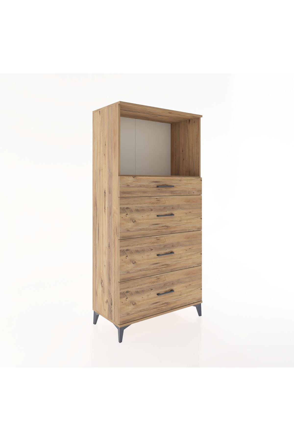 Hyperion Dolap Tek Raflı 4 Çekmeceli 88x44x182 - S57M051V9B