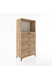 Hyperion Dolap Tek Raflı 4 Çekmeceli 88x44x182 - S57M051V9B