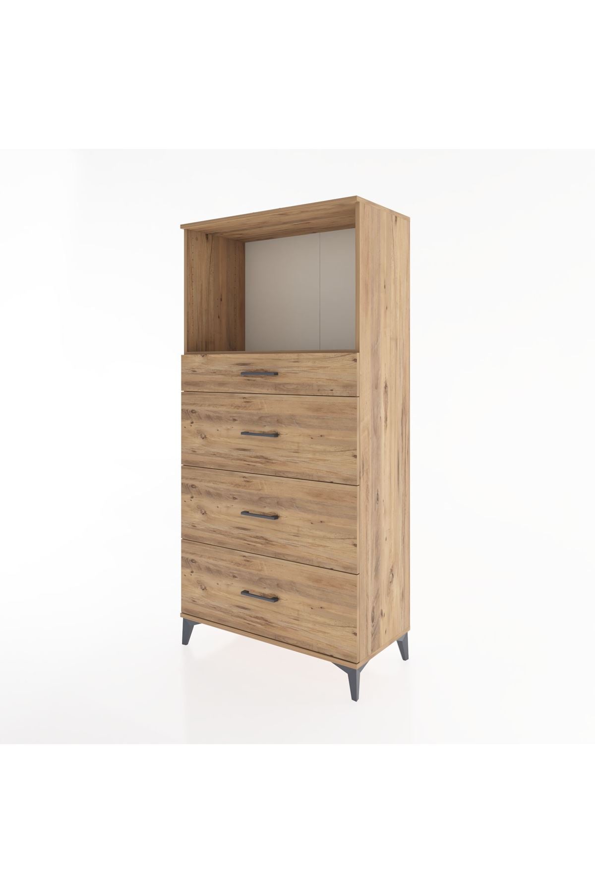 Hyperion Dolap Tek Raflı 4 Çekmeceli 88x44x182 - S57M051V9B