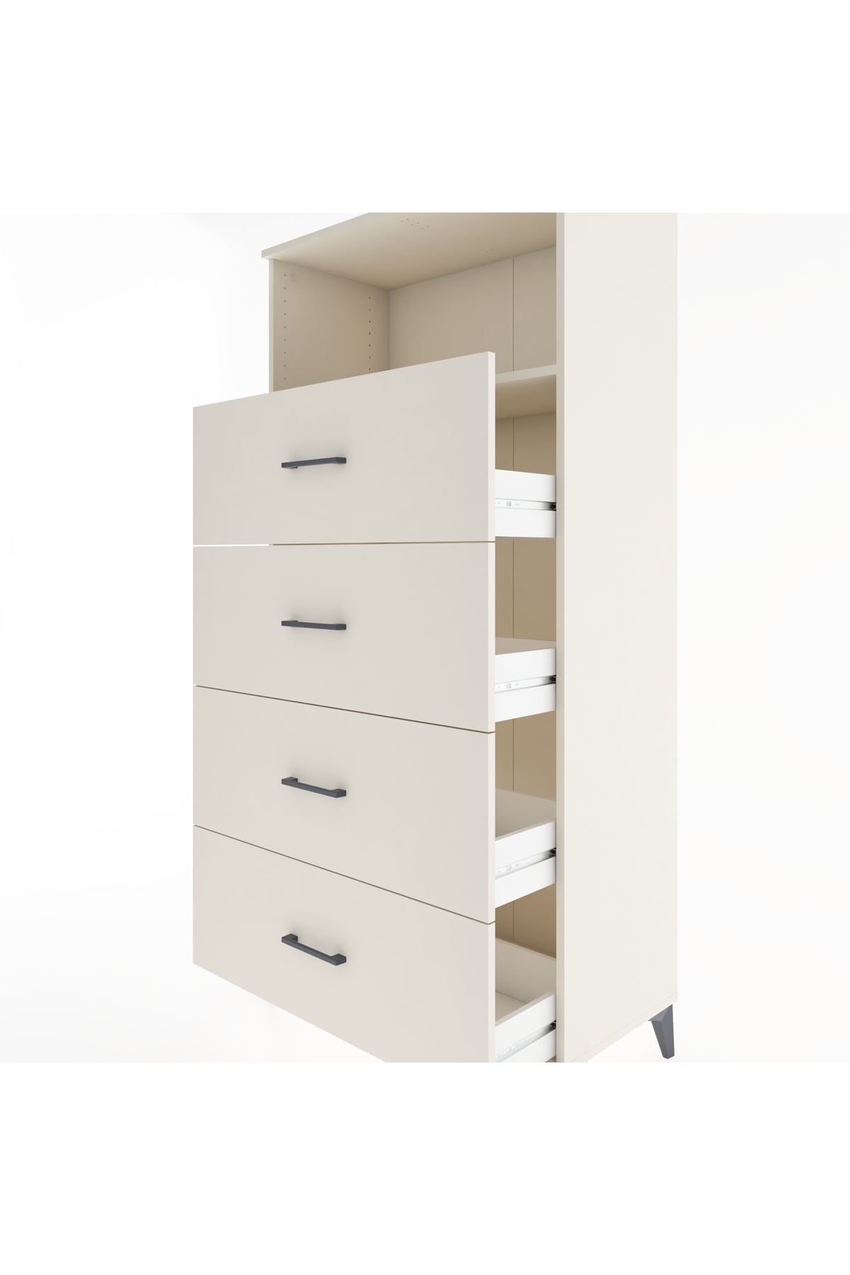 Hyperion Dolap Tek Raflı 4 Çekmeceli 88x44x182 - S57M053V1B