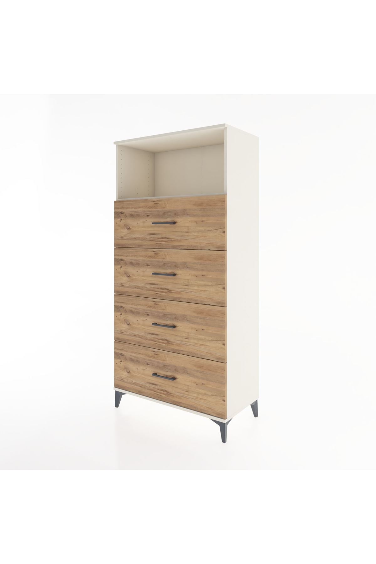 Hyperion Dolap Tek Raflı 4 Çekmeceli 88x44x182 - S57M053V3B