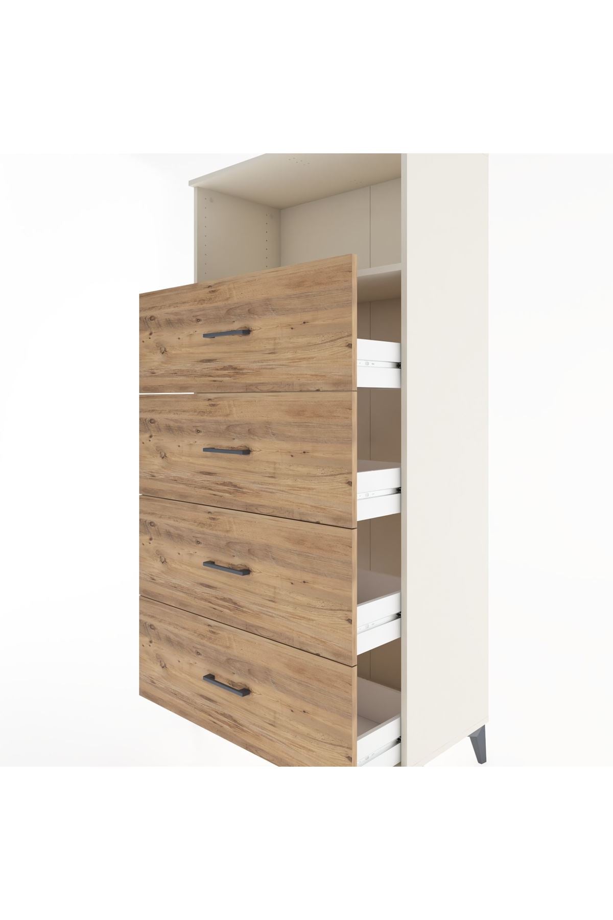 Hyperion Dolap Tek Raflı 4 Çekmeceli 88x44x182 - S57M053V3B