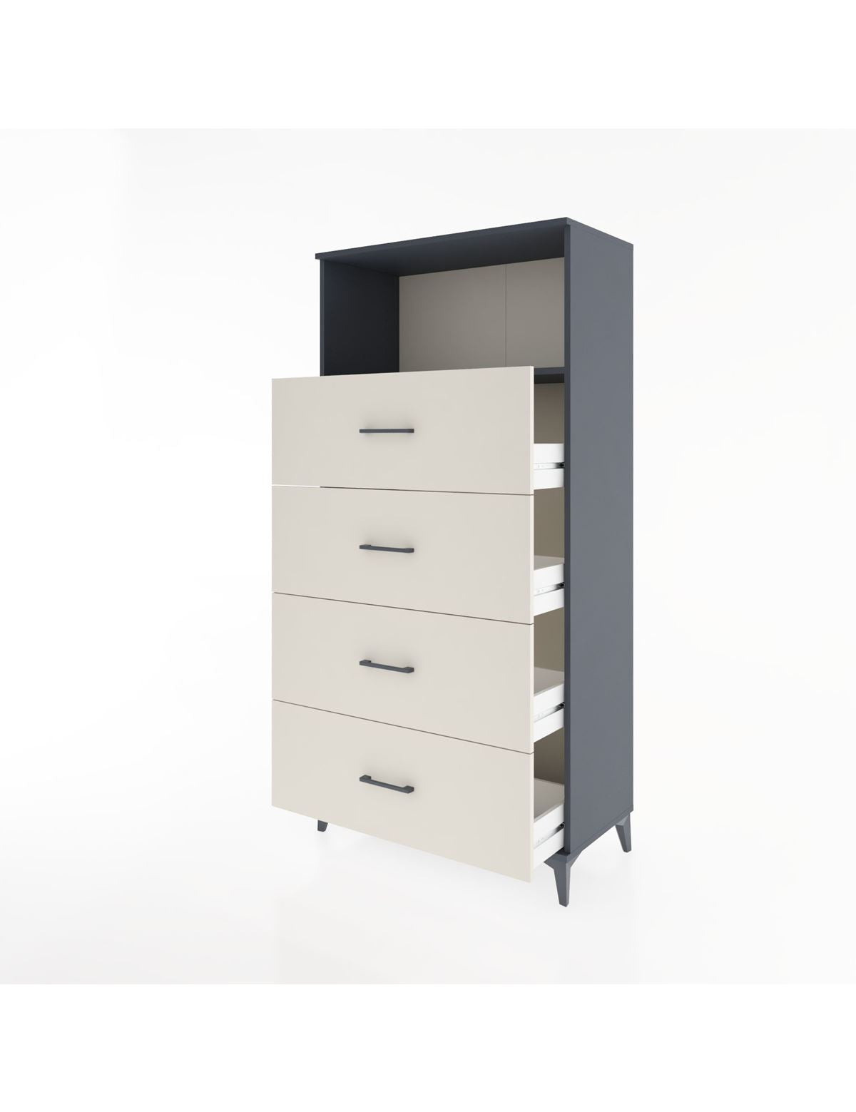 Hyperion Dolap Tek Raflı 4 Çekmeceli 88x44x182 - S57M053V4B