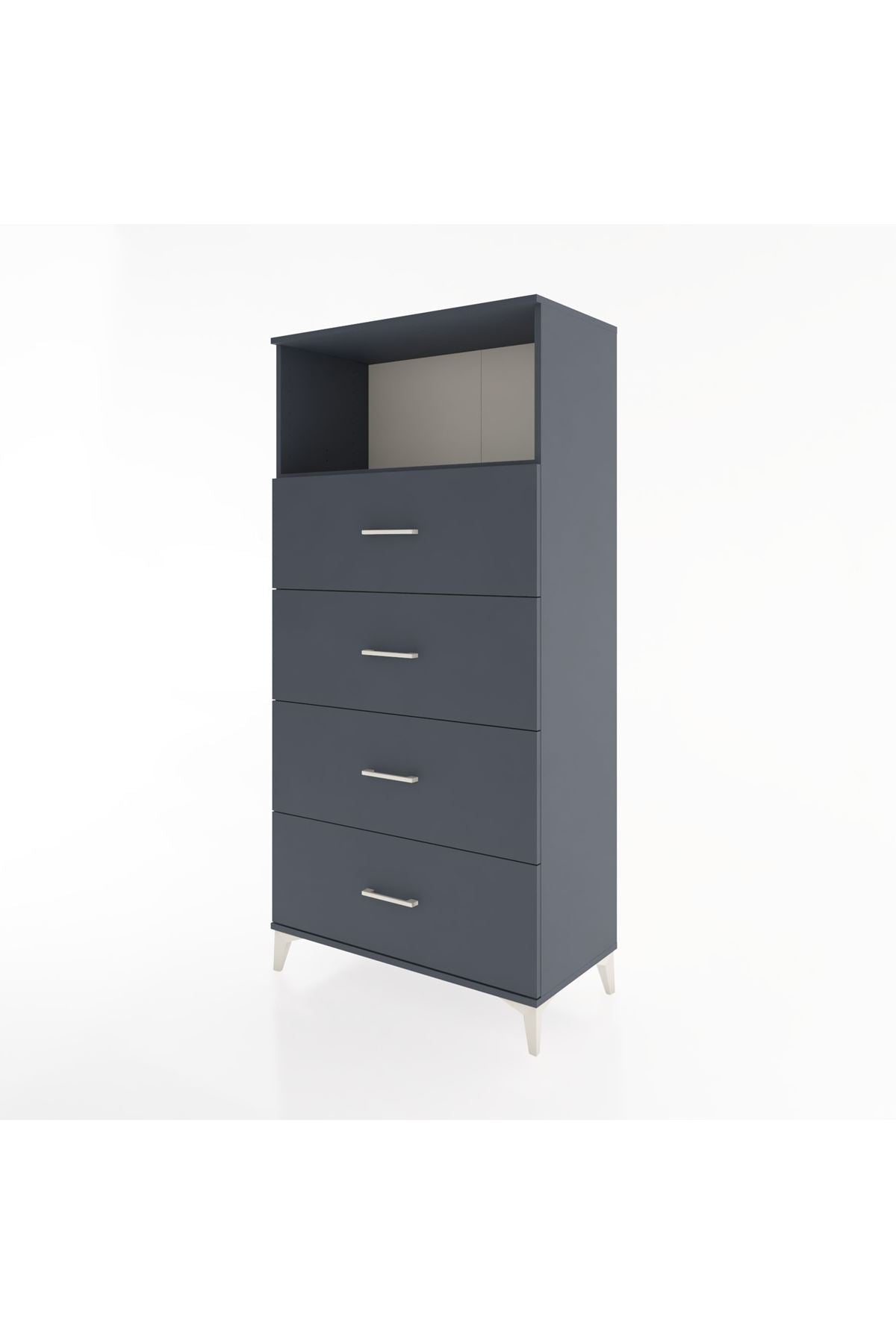 Hyperion Dolap Tek Raflı 4 Çekmeceli 88x44x182 - S57M053V5B