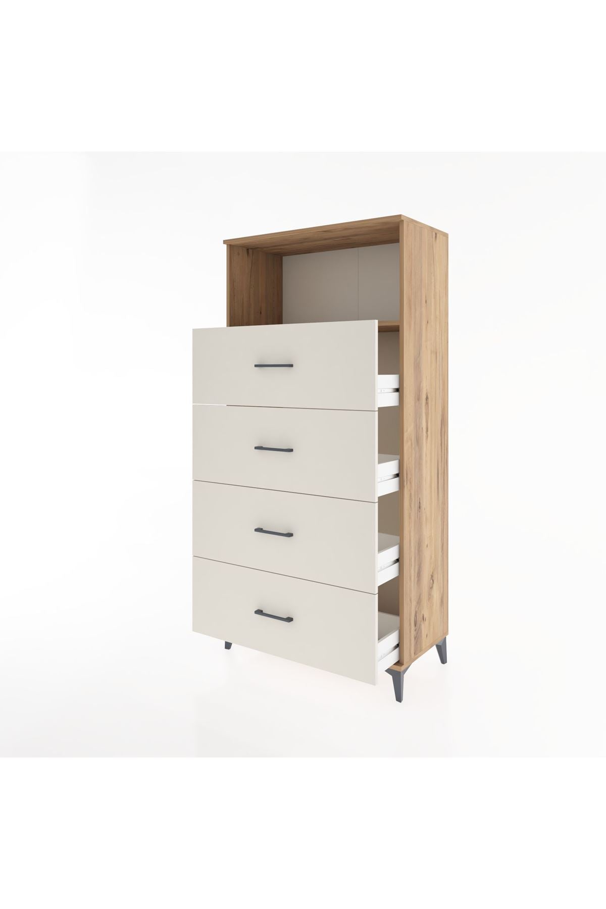 Hyperion Dolap Tek Raflı 4 Çekmeceli 88x44x182 - S57M053V7B