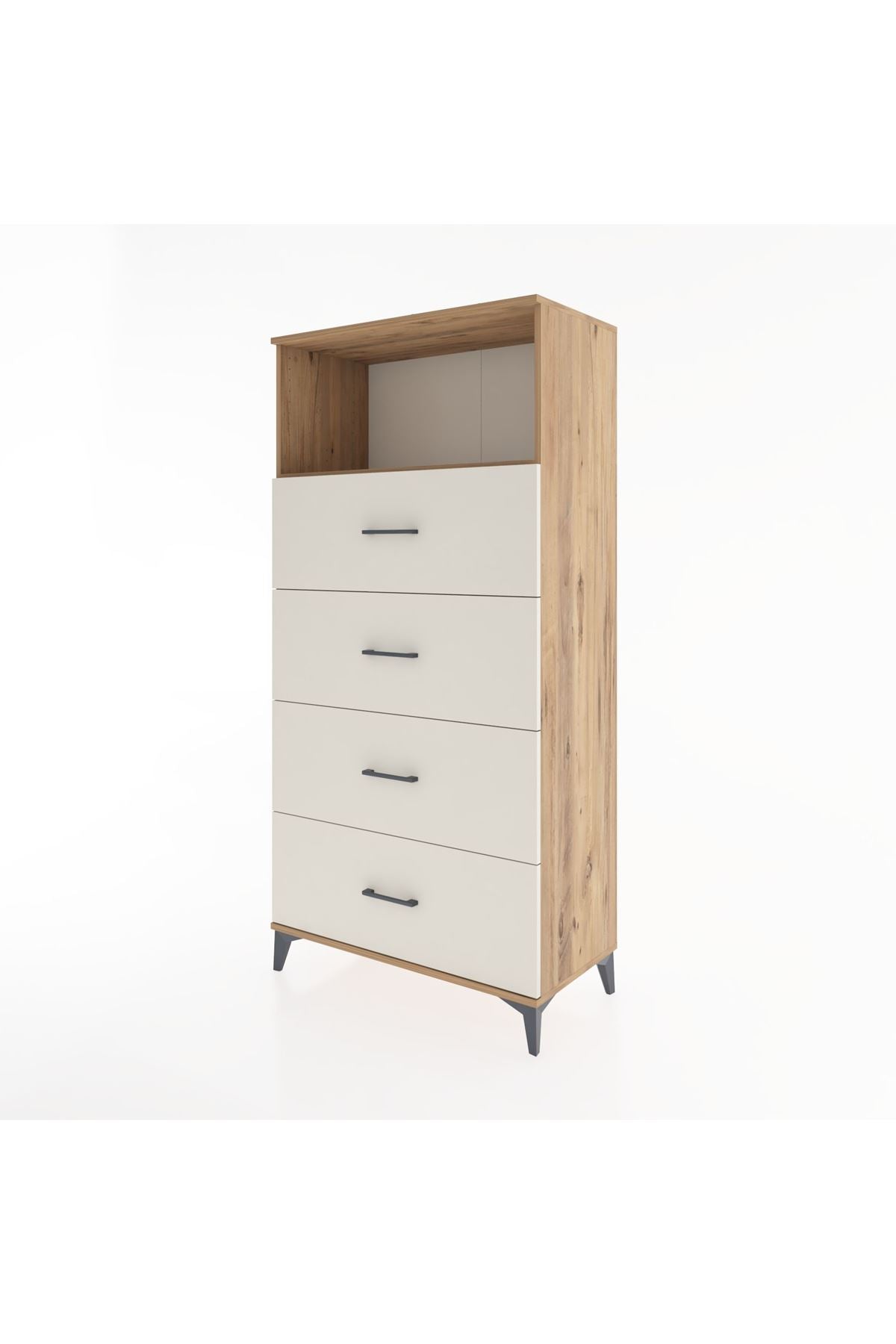 Hyperion Dolap Tek Raflı 4 Çekmeceli 88x44x182 - S57M053V7B