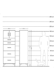 Hyperion Dolap Tek Raflı 5 Çekmeceli 2 Kapaklı 88x44x182 - S57M022V2B