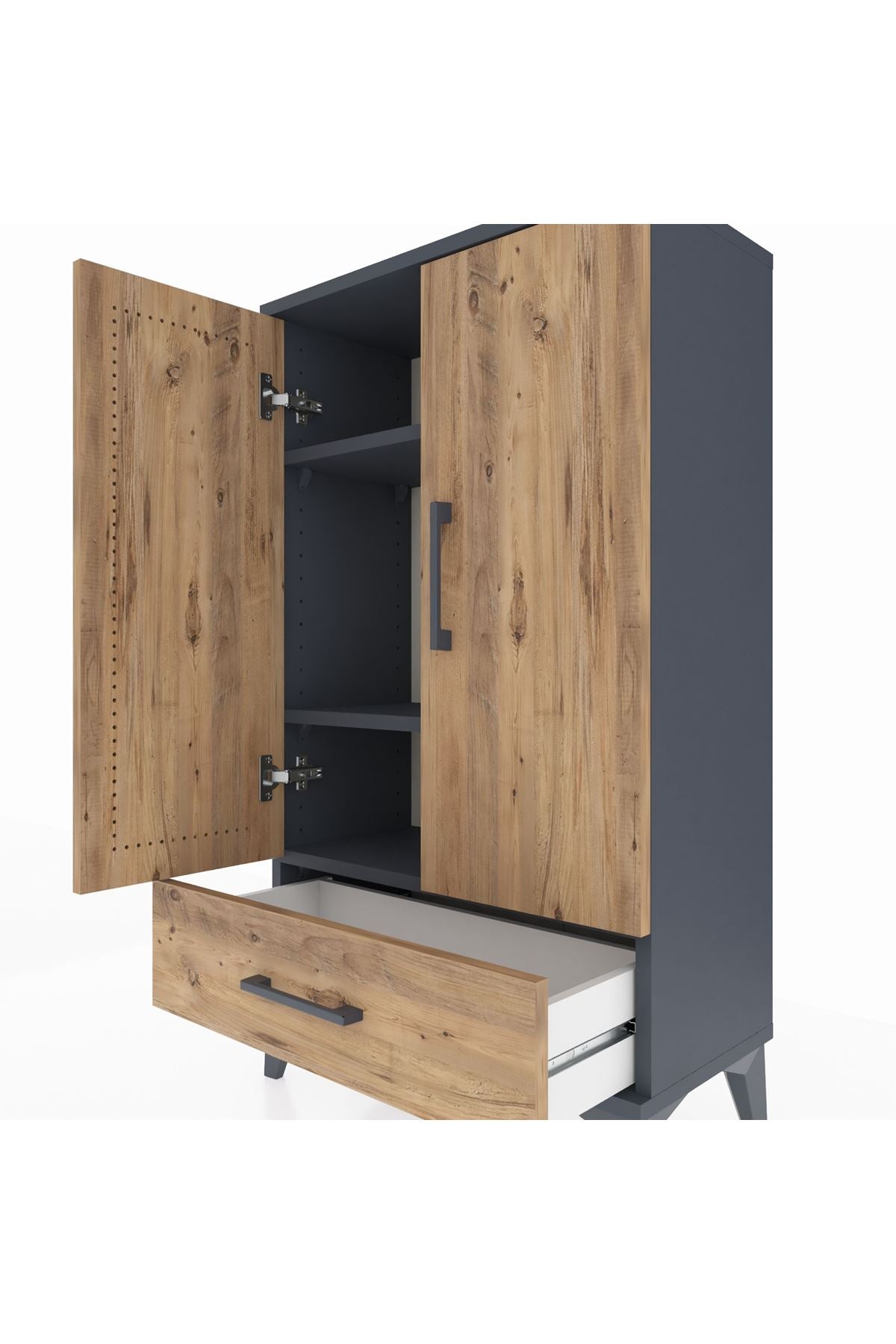 Arges Komodin 3 Raflı Tek Çekmeceli 2 Kapaklı 60x30x106 - S15M004V6A