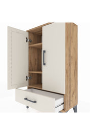 Arges Komodin 3 Raflı Tek Çekmeceli 2 Kapaklı 60x30x106 - S15M004V7A