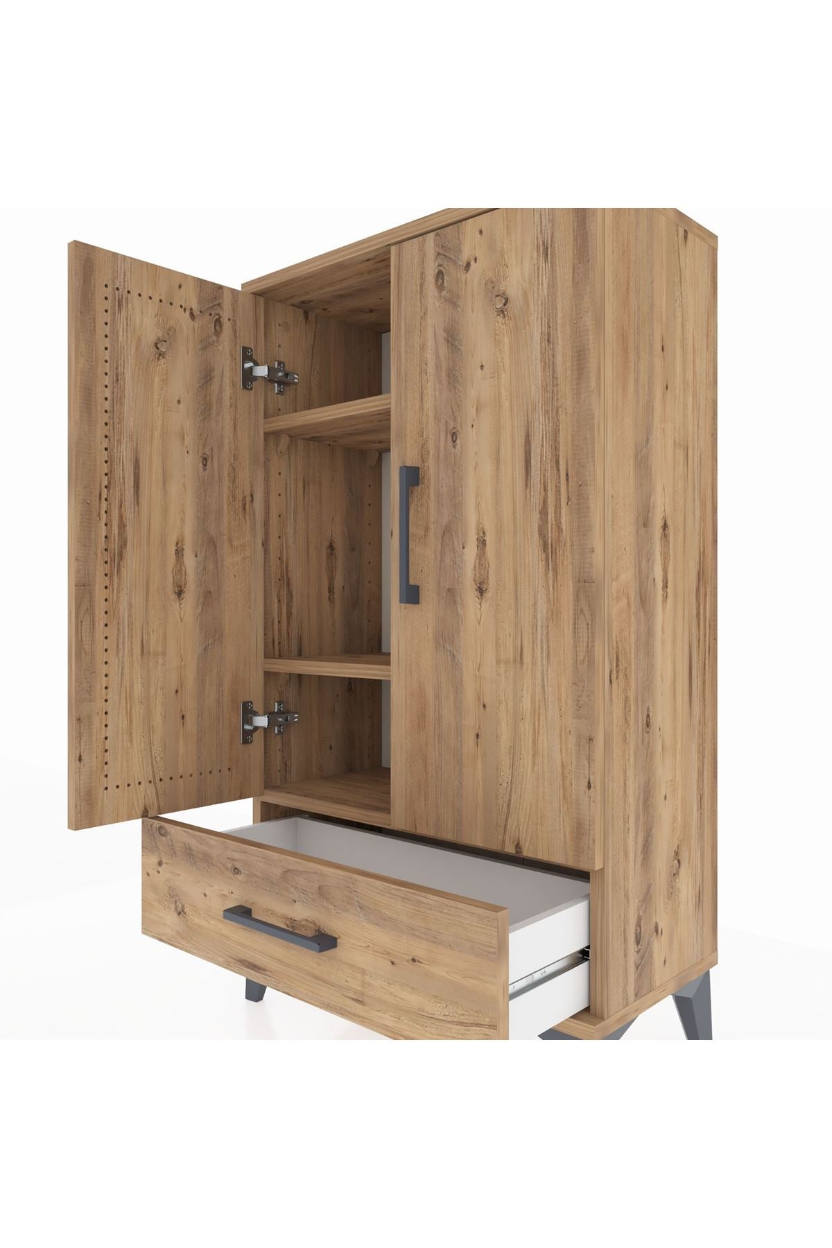 Arges Komodin 3 Raflı Tek Çekmeceli 2 Kapaklı 60x30x106 - S15M004V9A