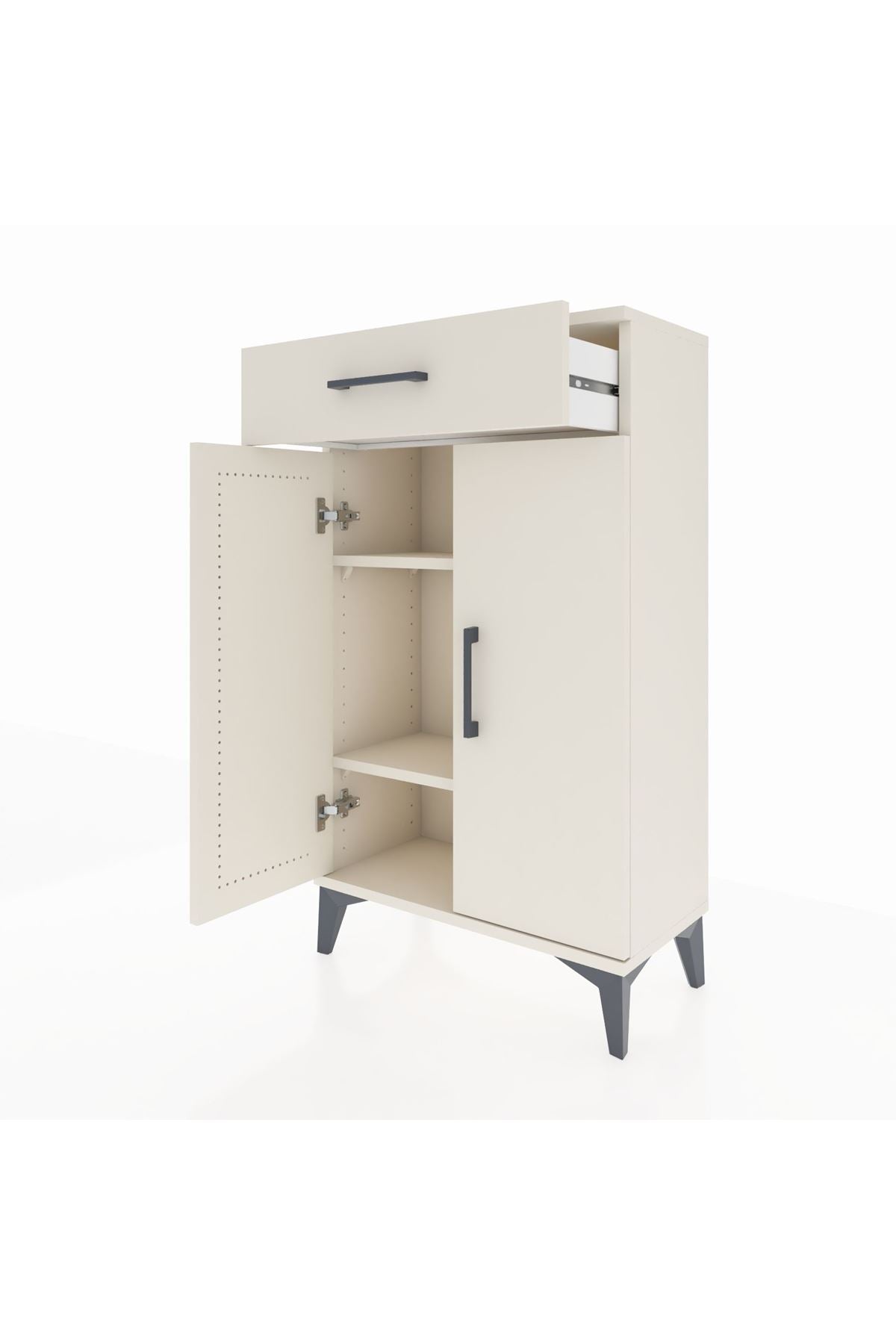 Arges Komodin 2 Raflı Tek Çekmeceli 2 Kapaklı 60x30x106 - S15M005V1A