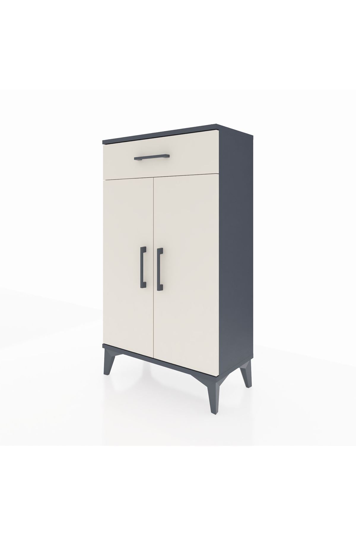 Arges Komodin 2 Raflı Tek Çekmeceli 2 Kapaklı 60x30x106 - S15M005V4A