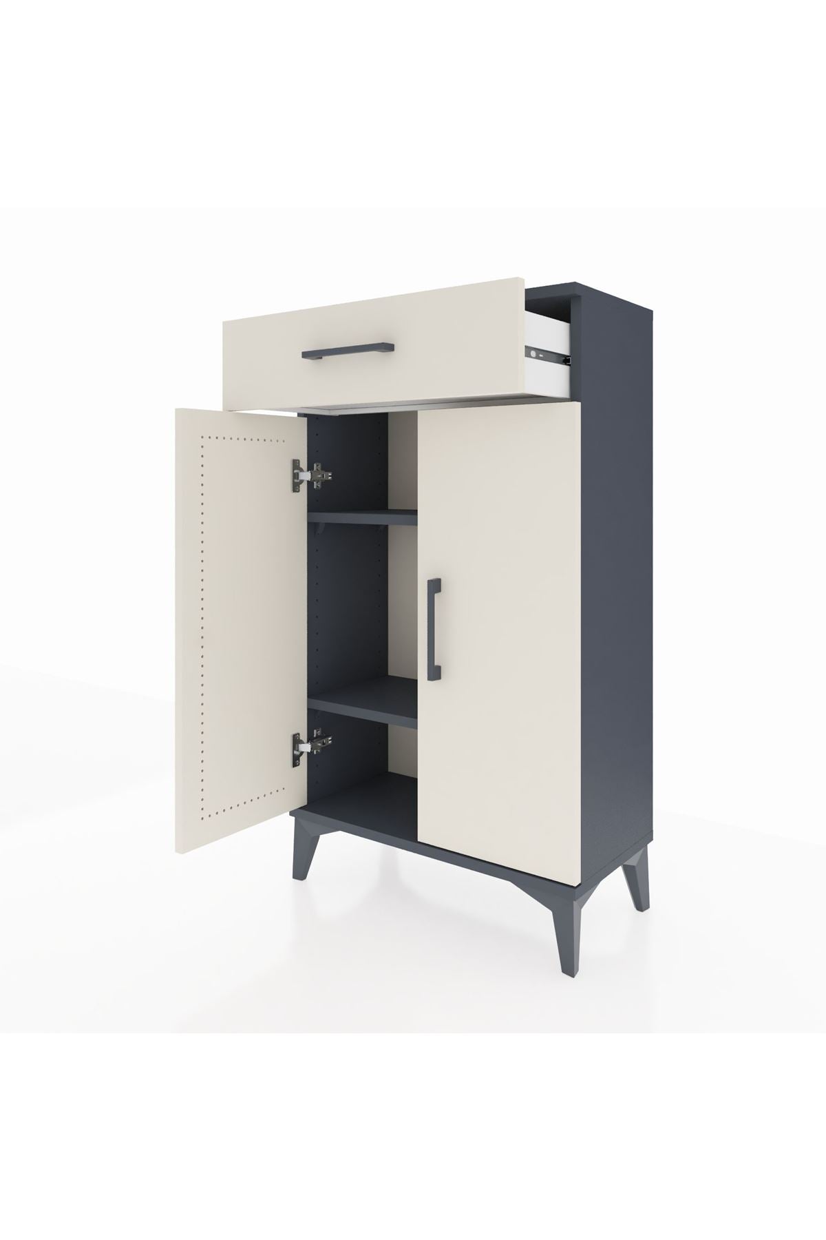 Arges Komodin 2 Raflı Tek Çekmeceli 2 Kapaklı 60x30x106 - S15M005V4A