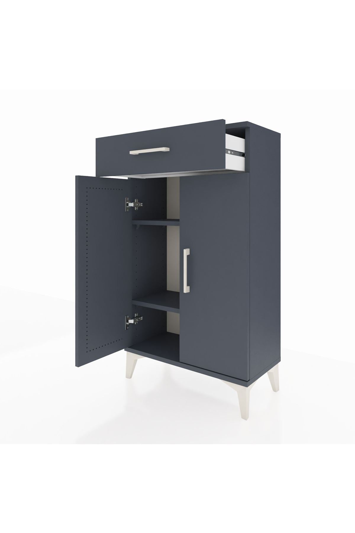 Arges Komodin 2 Raflı Tek Çekmeceli 2 Kapaklı 60x30x106 - S15M005V5A