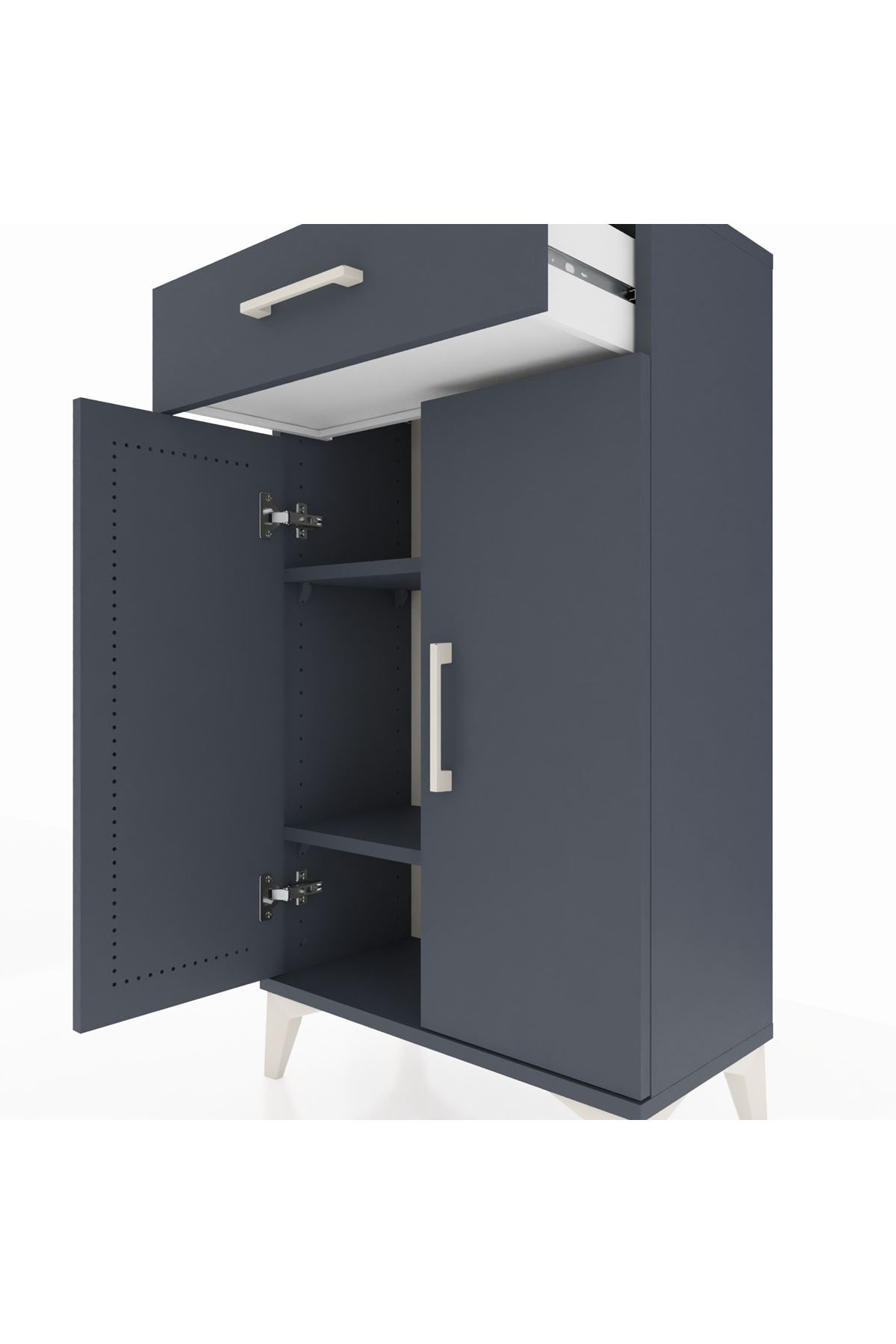 Arges Komodin 2 Raflı Tek Çekmeceli 2 Kapaklı 60x30x106 - S15M005V5A