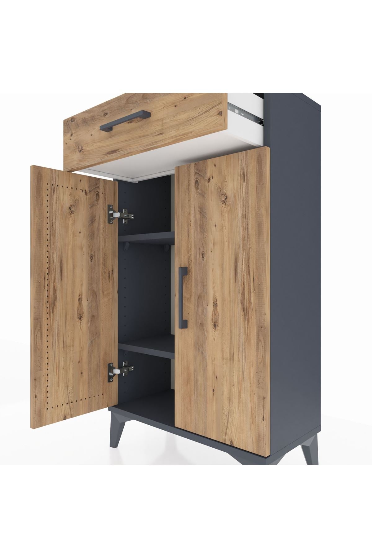 Arges Komodin 2 Raflı Tek Çekmeceli 2 Kapaklı 60x30x106 - S15M005V6A