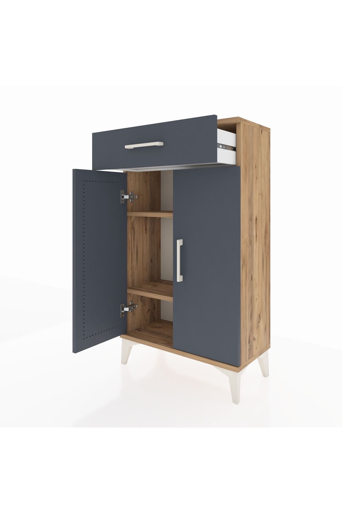 Arges Komodin 2 Raflı Tek Çekmeceli 2 Kapaklı 60x30x106 - S15M005V8A