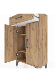 Arges Komodin 2 Raflı Tek Çekmeceli 2 Kapaklı 60x30x106 - S15M005V9A