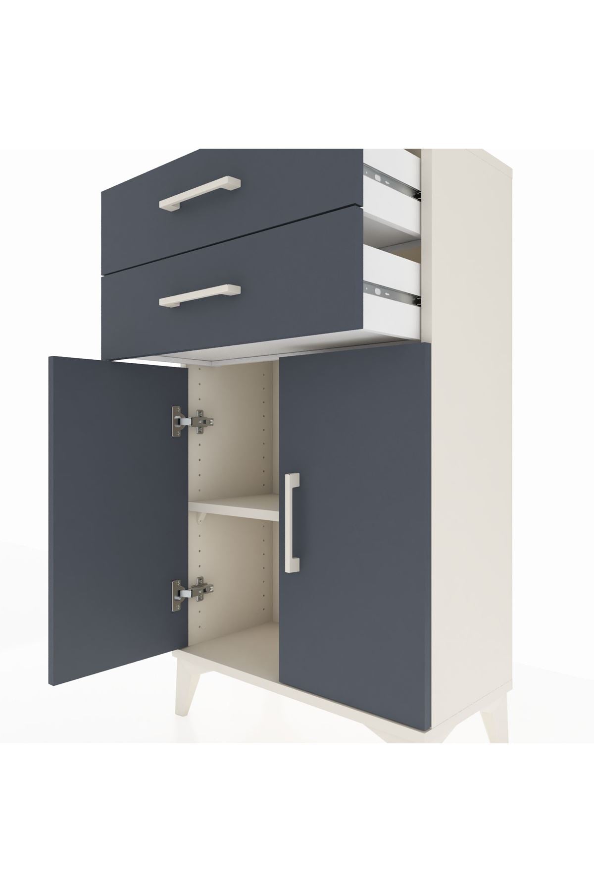Arges Komodin Tek Raflı 2 Çekmeceli 2 Kapaklı 60x30x106 - S15M006V2A