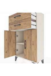 Arges Komodin Tek Raflı 2 Çekmeceli 2 Kapaklı 60x30x106 - S15M006V3A