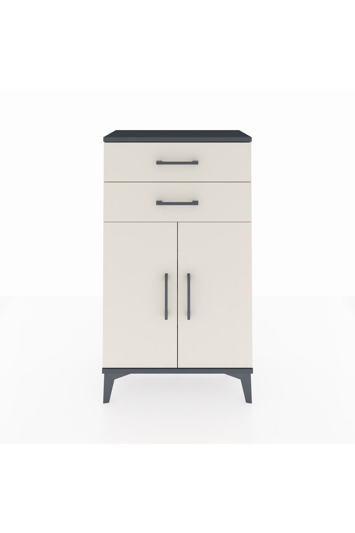 Arges Komodin Tek Raflı 2 Çekmeceli 2 Kapaklı 60x30x106 - S15M006V4A