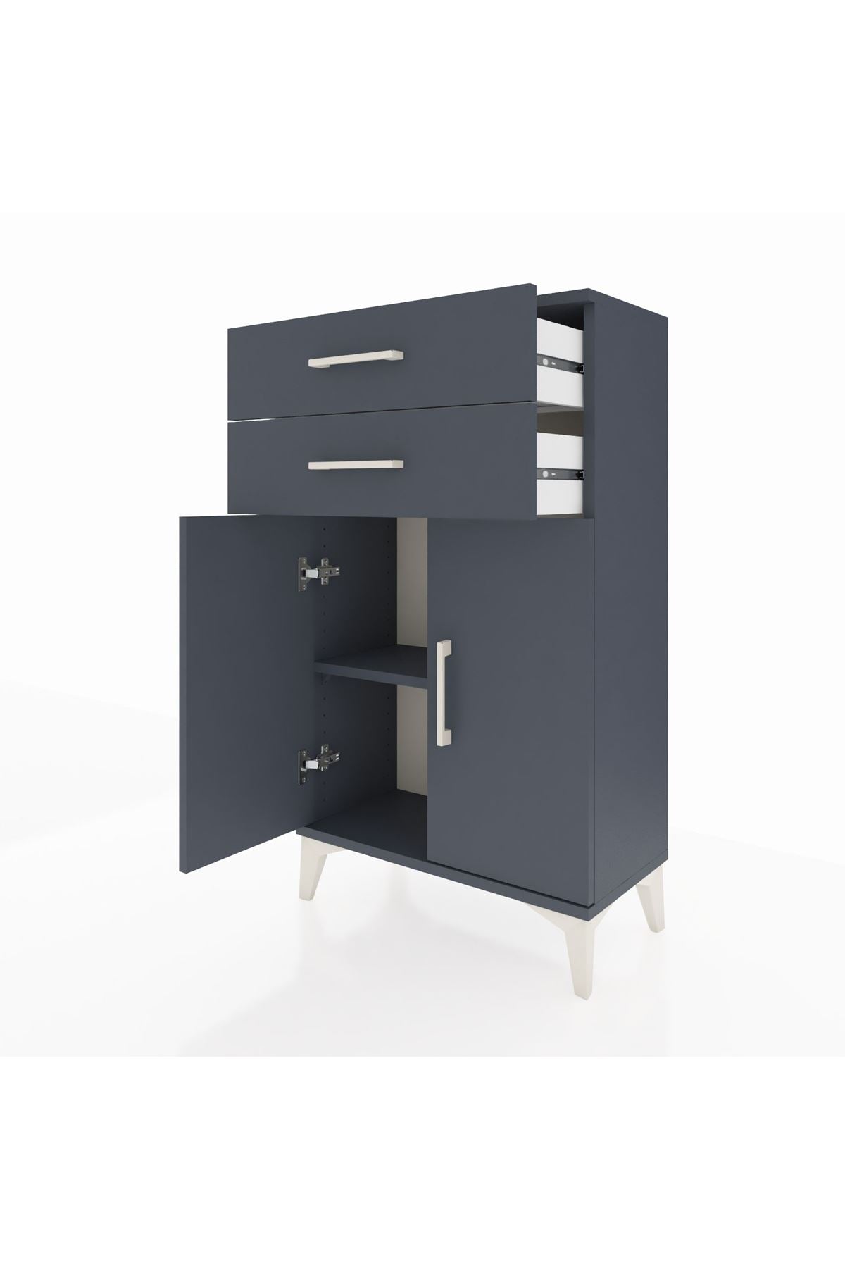 Arges Komodin Tek Raflı 2 Çekmeceli 2 Kapaklı 60x30x106 - S15M006V5A
