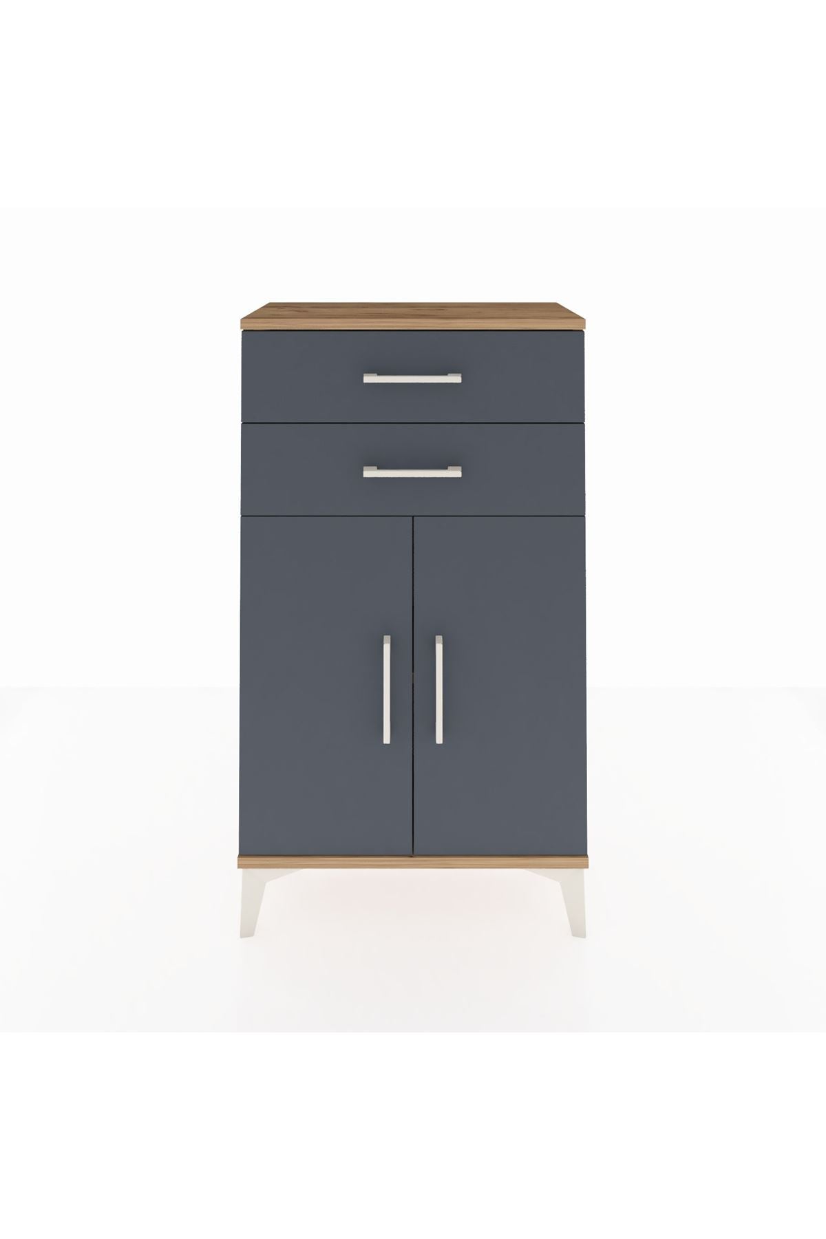 Arges Komodin Tek Raflı 2 Çekmeceli 2 Kapaklı 60x30x106 - S15M006V8A