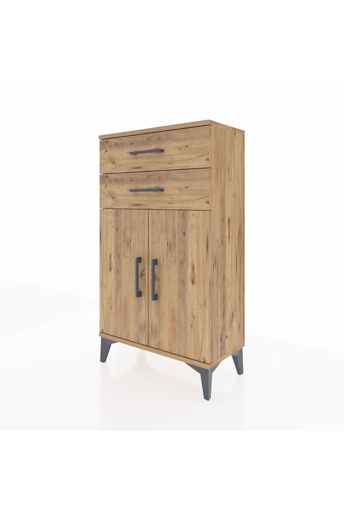 Arges Komodin Tek Raflı 2 Çekmeceli 2 Kapaklı 60x30x106 - S15M006V9A