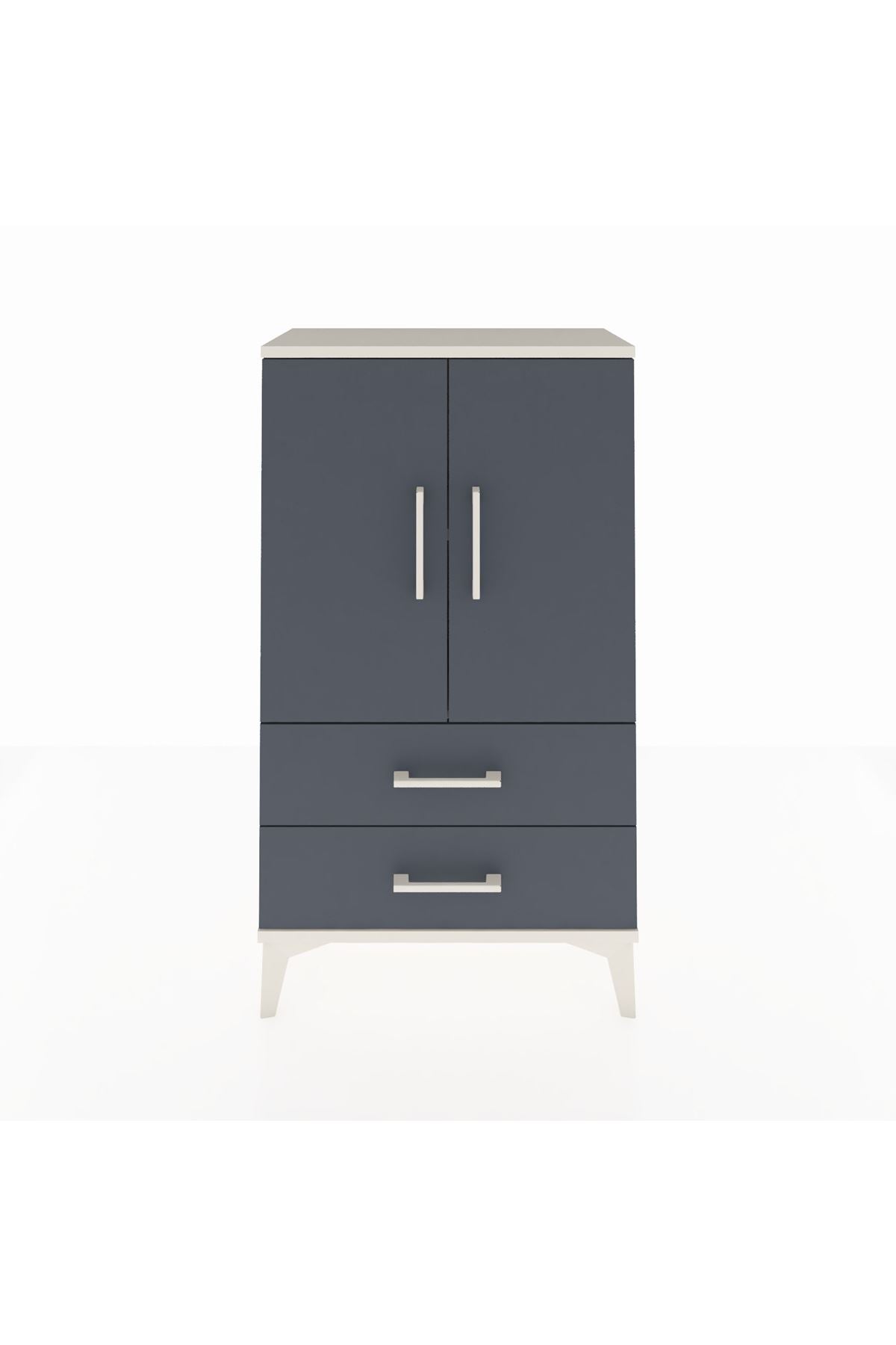 Arges Komodin 2 Raflı 2 Çekmeceli 2 Kapaklı 60x30x106 - S15M007V2A