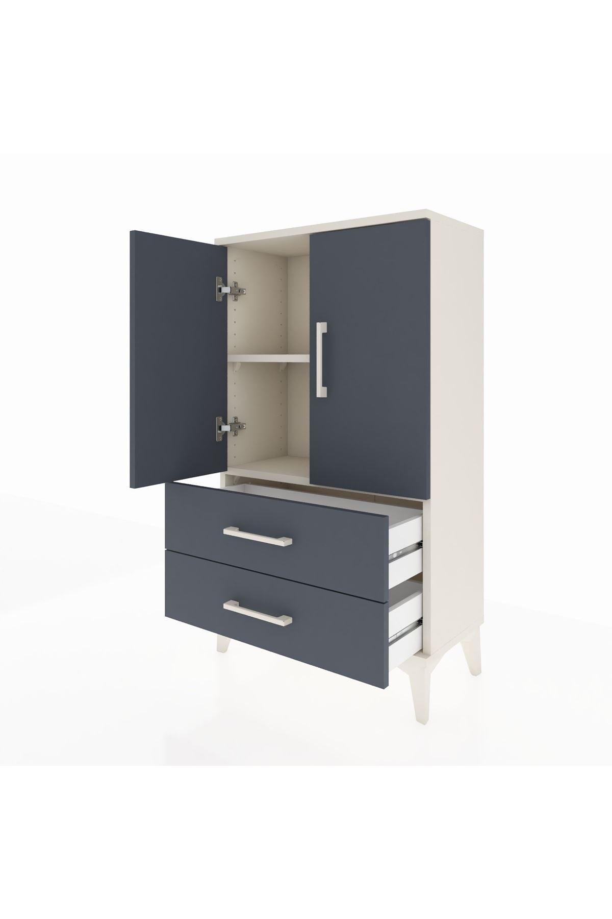 Arges Komodin 2 Raflı 2 Çekmeceli 2 Kapaklı 60x30x106 - S15M007V2A