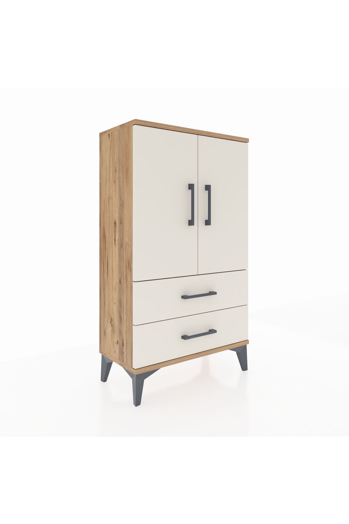 Arges Komodin 2 Raflı 2 Çekmeceli 2 Kapaklı 60x30x106 - S15M007V7A