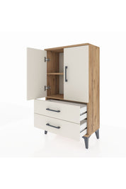 Arges Komodin 2 Raflı 2 Çekmeceli 2 Kapaklı 60x30x106 - S15M007V7A