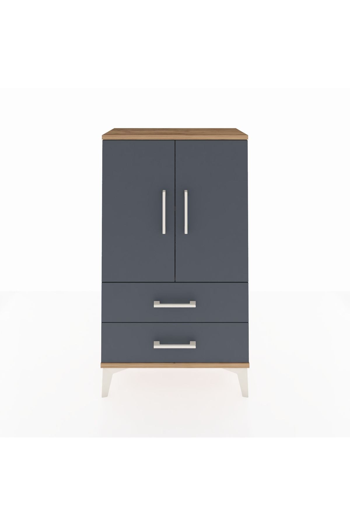 Arges Komodin 2 Raflı 2 Çekmeceli 2 Kapaklı 60x30x106 - S15M007V8A