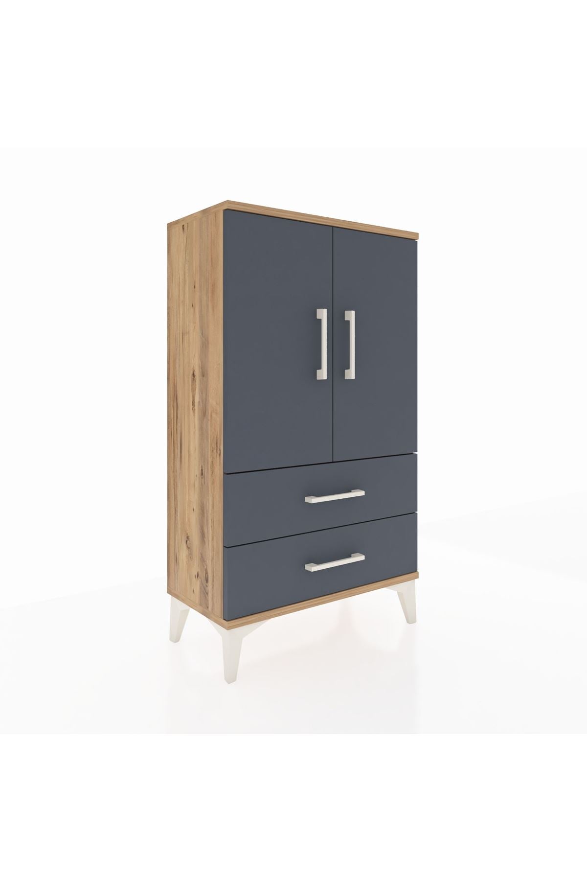 Arges Komodin 2 Raflı 2 Çekmeceli 2 Kapaklı 60x30x106 - S15M007V8A