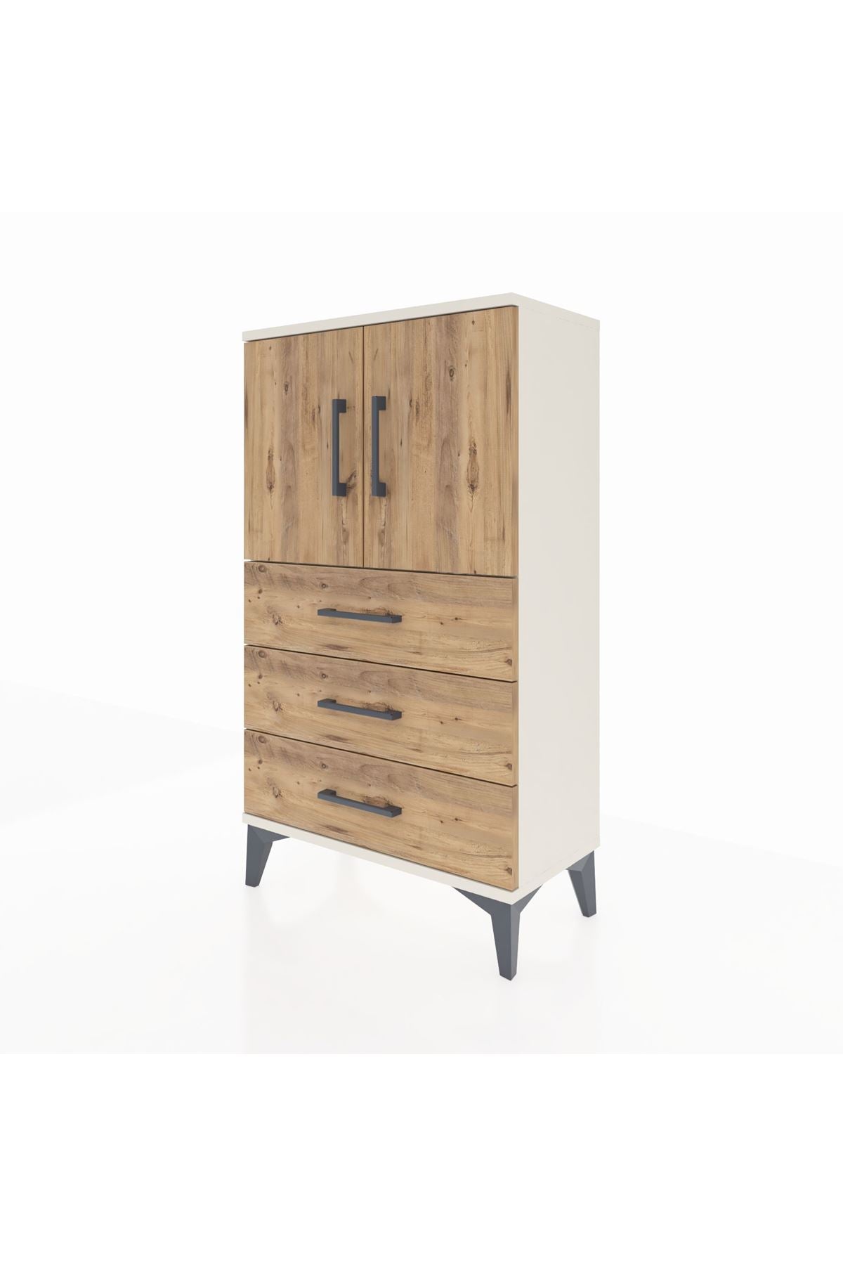 Arges Komodin 2 Raflı 3 Çekmeceli 2 Kapaklı 60x30x106 - S15M008V3A