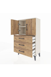 Arges Komodin 2 Raflı 3 Çekmeceli 2 Kapaklı 60x30x106 - S15M008V3A