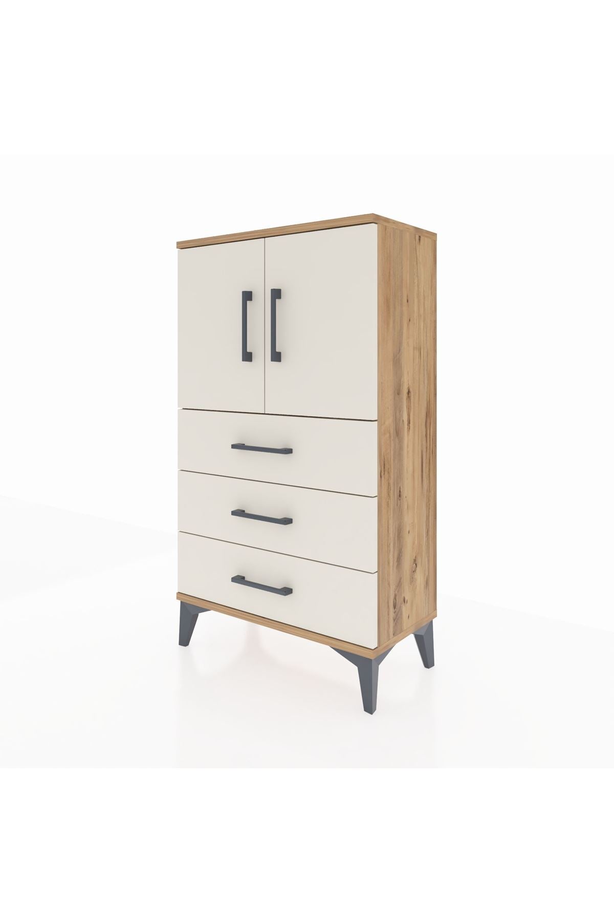 Arges Komodin 2 Raflı 3 Çekmeceli 2 Kapaklı 60x30x106 - S15M008V7A